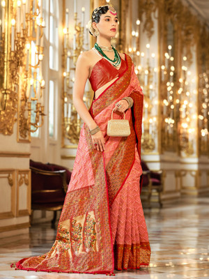 ANOUK Woven Kanjivaram Silk Blend Saree(Pink)