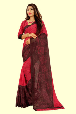 Vimalnath Synthetics Printed Daily Wear Georgette Saree(Maroon)
