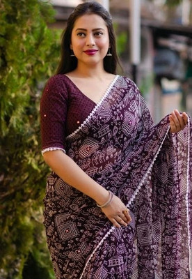 KalaMandirsari Printed Bollywood Georgette Saree(Maroon)