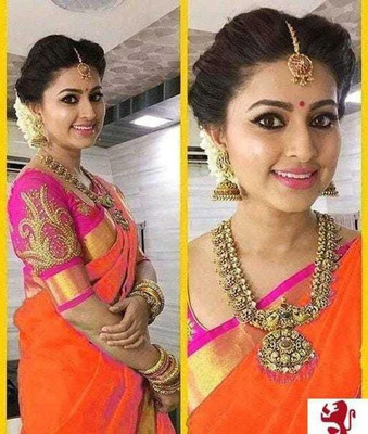 JK ETHNIC WEAR Self Design Chanderi Cotton Silk Saree(Orange)