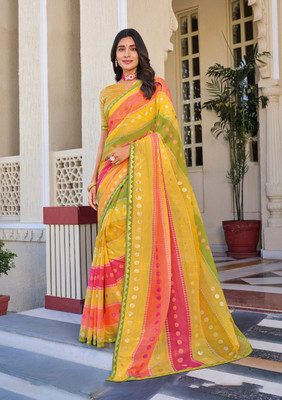 Laxmipati sarees Striped Daily Wear Chiffon Saree(Multicolor)