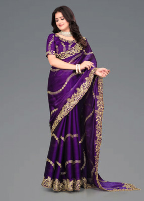 AVIRAT DESIGNER STUDIO Embroidered Bollywood Georgette Saree(Purple)