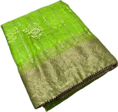 MSC TRENDLINE SAREES Embroidered, Self Design, Woven Banarasi Organza, Silk Blend Saree(Light Green)