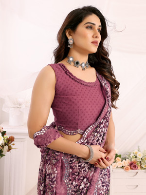 TTH Printed Bollywood Georgette Saree(Pink)
