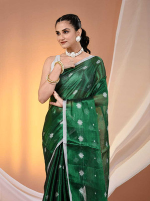 trogon Woven, Self Design Bollywood Tissue Saree(Light Green)