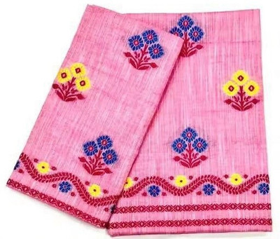 NijEnterprise Woven Mekhela Chador Cotton Blend Saree(Pink)