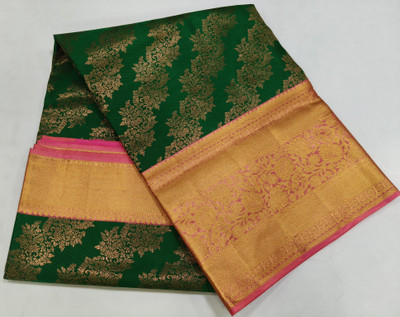 SREELAHARISILKS Woven Kanjivaram Pure Silk Saree(Dark Green)