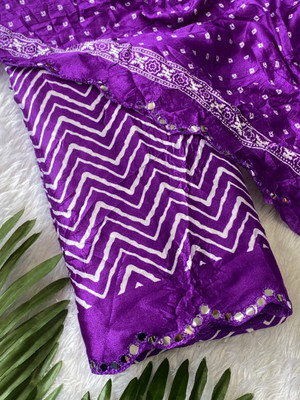 Yogik Creation Printed Bandhani Art Silk Saree(Purple)