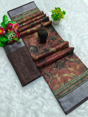 HouseOfCommon Woven Bollywood Pure Cotton, Cotton Linen Saree(Multicolor)