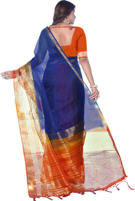 Aarunika MNT Solid/Plain Bollywood Organza Saree(Light Blue)