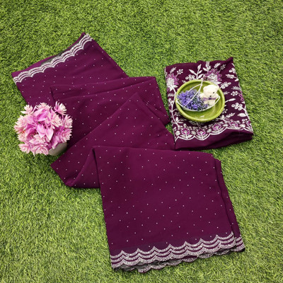 AVM SILK MILLS Embellished Bollywood Chiffon Saree(Magenta)