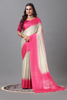 Virendra Textiles Digital Print Handloom Cotton Silk Saree(Red)