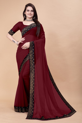 YG BHALIYA Digital Print, Floral Print Bollywood Georgette Saree(Maroon)