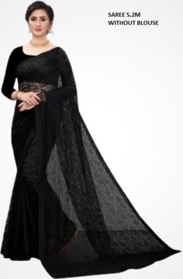 Saadhvi Embroidered Bollywood Net Saree(Black)