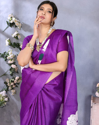 YASHIKA Printed Bollywood Art Silk Saree(Purple)