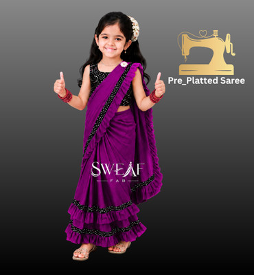 sweaf fab Embellished Bollywood Cotton Silk Saree(Purple)