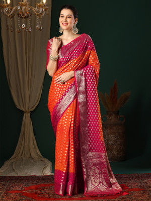 Divastri Woven Kanjivaram Georgette Saree(Orange)