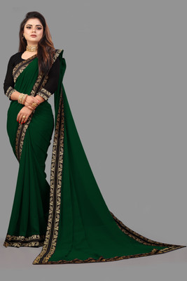 61&7nx Embroidered Bollywood Georgette Saree(Dark Green)