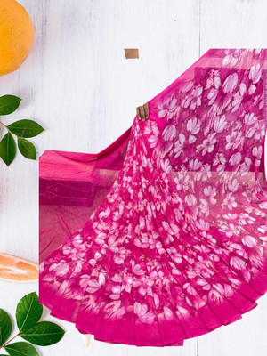HouseOfCommon Floral Print Bollywood Georgette Saree(Pink)