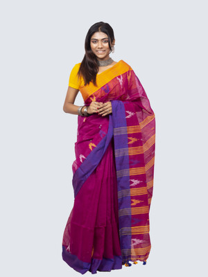 AngaShobha Self Design Bollywood Cotton Blend Saree(Red)