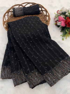 ZOYAL ENTERPRISE Embellished Bollywood Georgette Saree(Black)