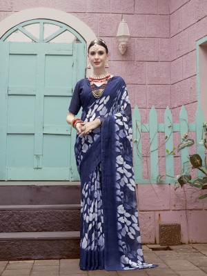 ANOUK Printed Daily Wear Georgette Saree(Blue)