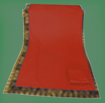 Anugrah Textile Solid/Plain Banarasi Lycra Blend, Chiffon Saree(Red)