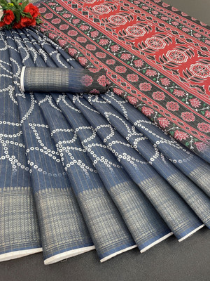 PARI DESIGNER Digital Print Banarasi Silk Blend Saree(Grey)