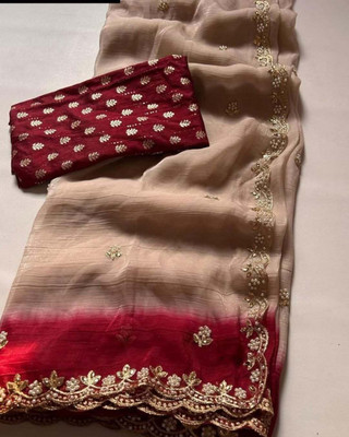 Ethina Fashion Dyed Bollywood Art Silk Saree(Cream)