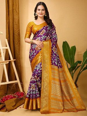 Anouk Rustic Printed Chinnalapattu Silk Blend Saree(Multicolor)