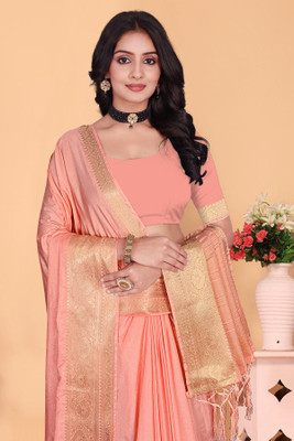 Aarunika MNT Solid/Plain Bollywood Pure Silk Saree(Cream)