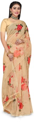 mandani Digital Print Bollywood Organza Saree(Light Blue)