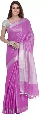 HAIDER ALI AND SONS Solid/Plain Bhagalpuri Cotton Linen Saree(Pink)