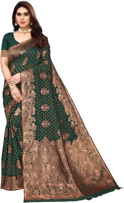 Varanga Self Design Kanjivaram Art Silk Saree(Dark Green)