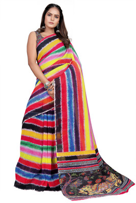 miracletex Printed Bollywood Georgette Saree(Multicolor)