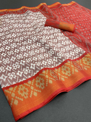 Kjs Woven Pochampally Cotton Silk Saree(Multicolor)