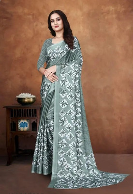 SVB Sarees Printed Daily Wear Crepe Saree(Blue)