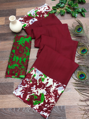 kashvi sarees Printed Daily Wear Georgette Saree(Maroon)