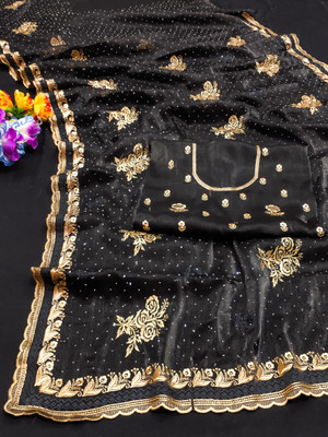 Keshav Creation Embroidered Bollywood Jimmy choo Saree(Black)