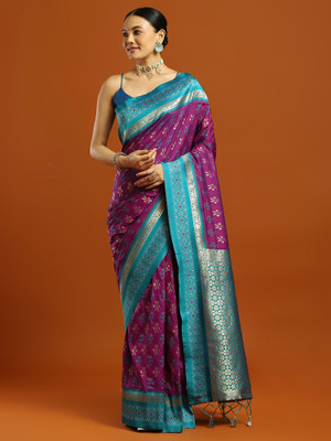 Divastri Woven Banarasi Silk Blend Saree(Purple)