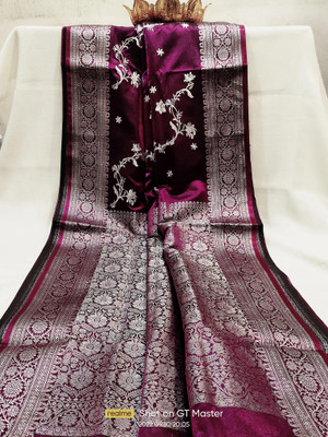 HouseOfCommon Printed Bollywood Satin Saree(Purple)