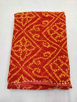 Shiv Shakti Printed Bandhani Polyester Saree(Red)