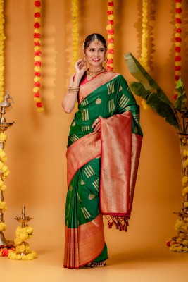 MIMOSA Printed Kanjivaram Art Silk Saree(Green)