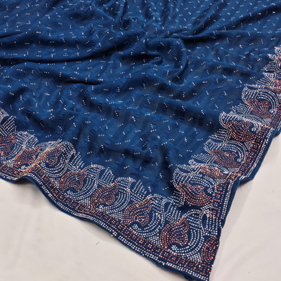 SOJITRA IMPEX Self Design, Embellished Kanjivaram Georgette Saree(Blue)