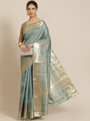 Divastri Printed Bandhani Cotton Silk Saree(Light Blue)