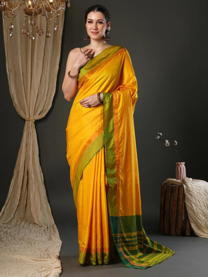Sareemall Color Block Daily Wear Cotton Silk Saree(Yellow)