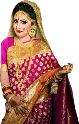 TRFASHIONHUB Woven Banarasi Jacquard Saree(Pink)