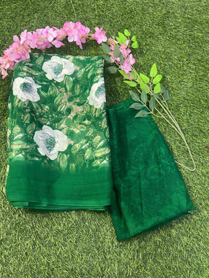 AVM SILK MILLS Printed, Woven Bollywood Chiffon Saree(Green)