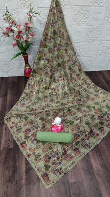 AKFABRICS Embellished Bollywood Lycra Blend Saree(Light Green)