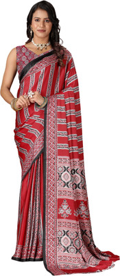 Virendra Textiles Printed Bollywood Crepe Saree(Red)